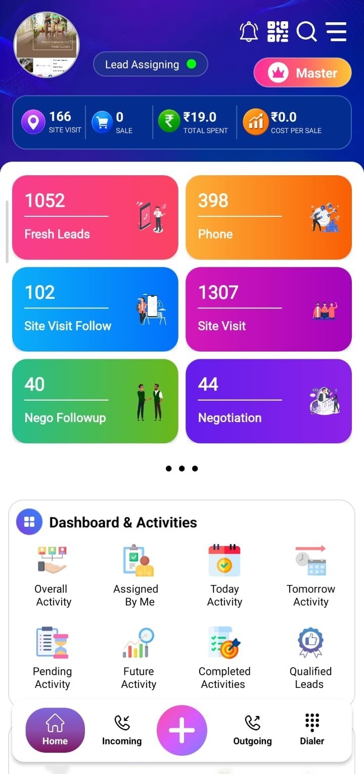 Tranquil CRM App Dashboard